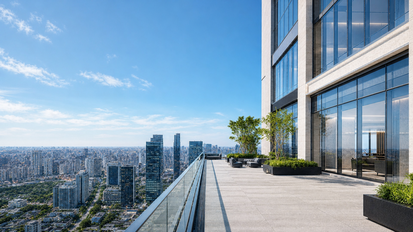 Arquitetura corporativa imponente em um dia claro